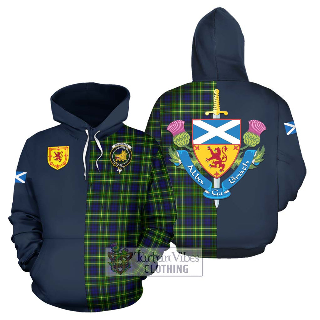 Tartan Vibes Clothing Campbell of Breadalbane Modern Tartan Hoodie with Scottish Lion Royal Arm Half Style