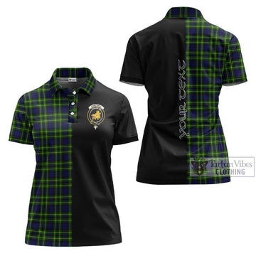 Campbell of Breadalbane Modern Tartan Women's Polo Shirt with Family Crest and Half Of Me Style