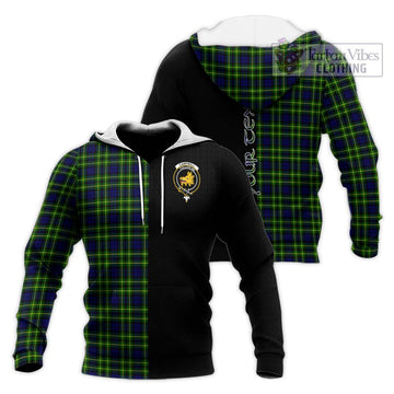 Campbell of Breadalbane Modern Tartan Knitted Hoodie with Family Crest and Half Of Me Style