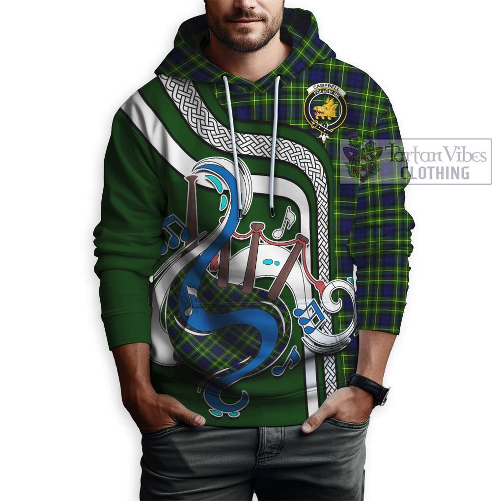 Campbell of Breadalbane Modern Tartan Hoodie with Epic Bagpipe Style Zip Hoodie - Tartanvibesclothing Shop