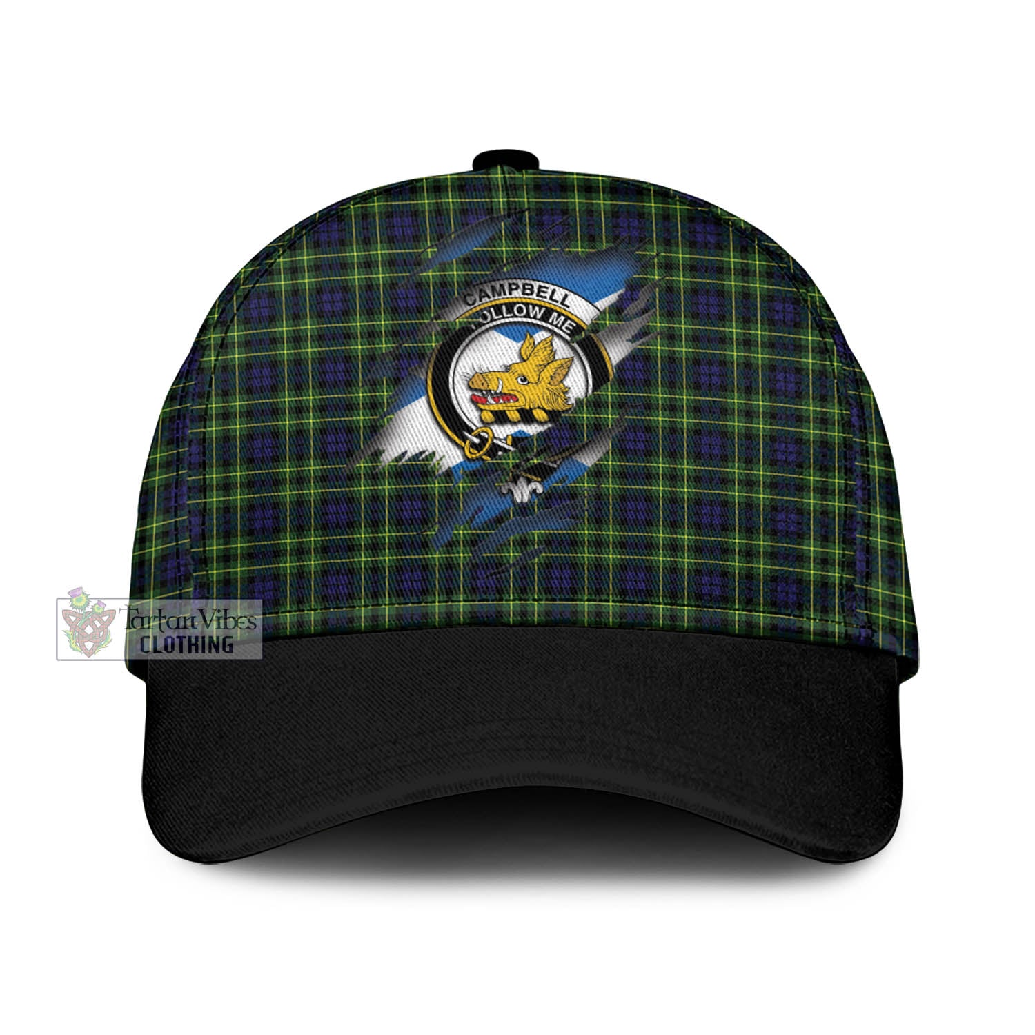 Tartan Vibes Clothing Campbell of Breadalbane Modern Tartan Classic Cap with Family Crest In Me Style