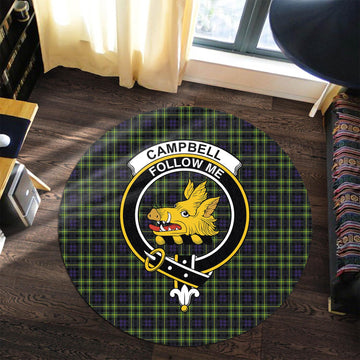 Campbell of Breadalbane Modern Tartan Round Rug with Family Crest