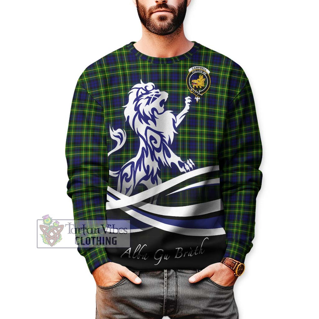 Campbell of Breadalbane Modern Tartan Sweatshirt with Alba Gu Brath Regal Lion Emblem Unisex - Tartanvibesclothing Shop