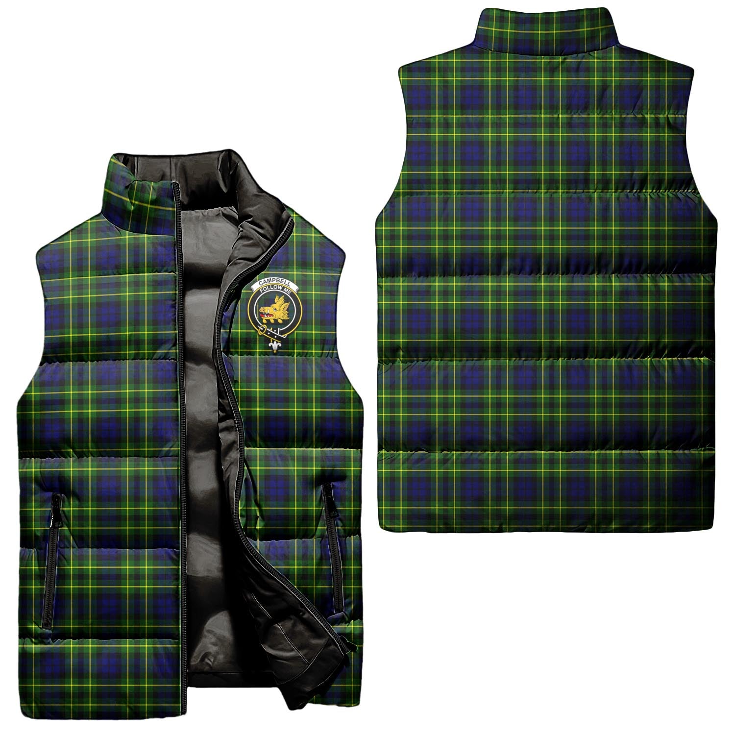 Campbell of Breadalbane Modern Tartan Sleeveless Puffer Jacket with Family Crest Unisex - Tartanvibesclothing