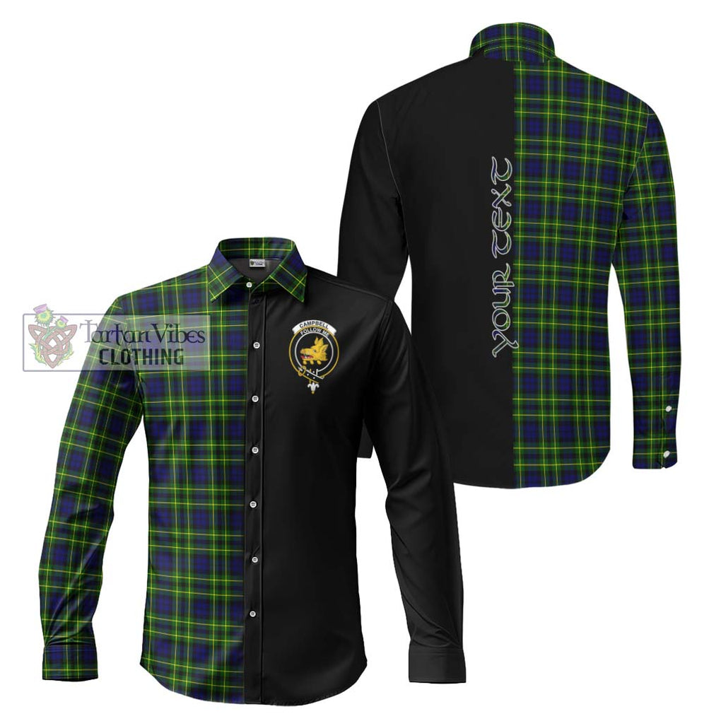 Campbell of Breadalbane Modern Tartan Long Sleeve Button Shirt with Family Crest and Half Of Me Style Men's Shirt S - Tartanvibesclothing Shop