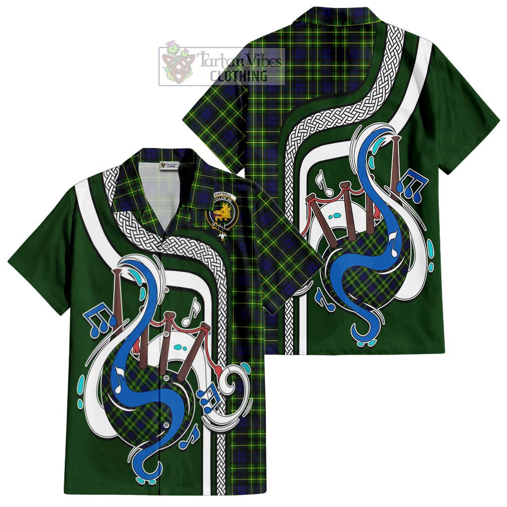 Campbell of Breadalbane Modern Tartan Short Sleeve Button Shirt with Epic Bagpipe Style Kid - Tartanvibesclothing Shop