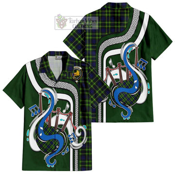 Campbell of Breadalbane Modern Tartan Short Sleeve Button Shirt with Epic Bagpipe Style