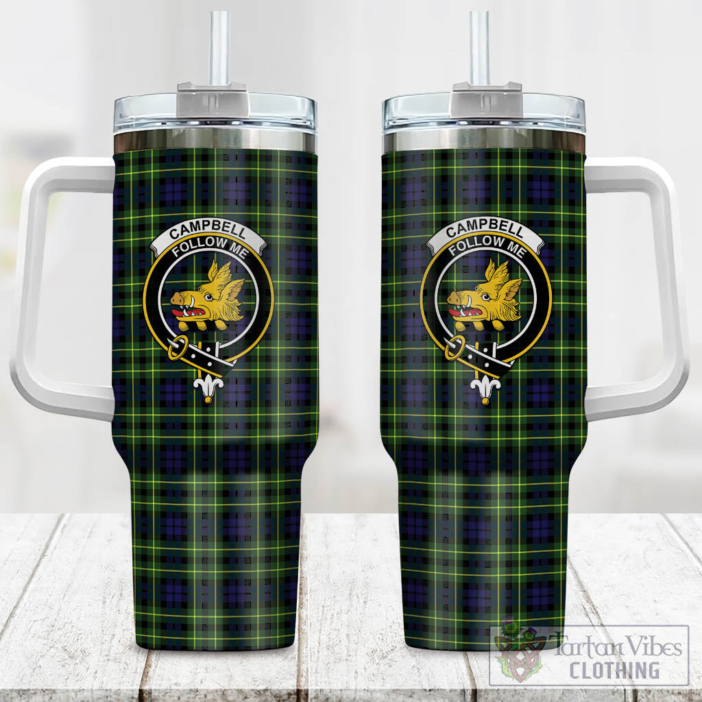 Tartan Vibes Clothing Campbell of Breadalbane Modern Tartan and Family Crest Tumbler with Handle