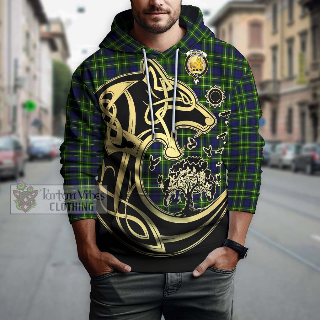 Campbell of Breadalbane Modern Tartan Hoodie with Family Crest Celtic Wolf Style Zip Hoodie - Tartan Vibes Clothing