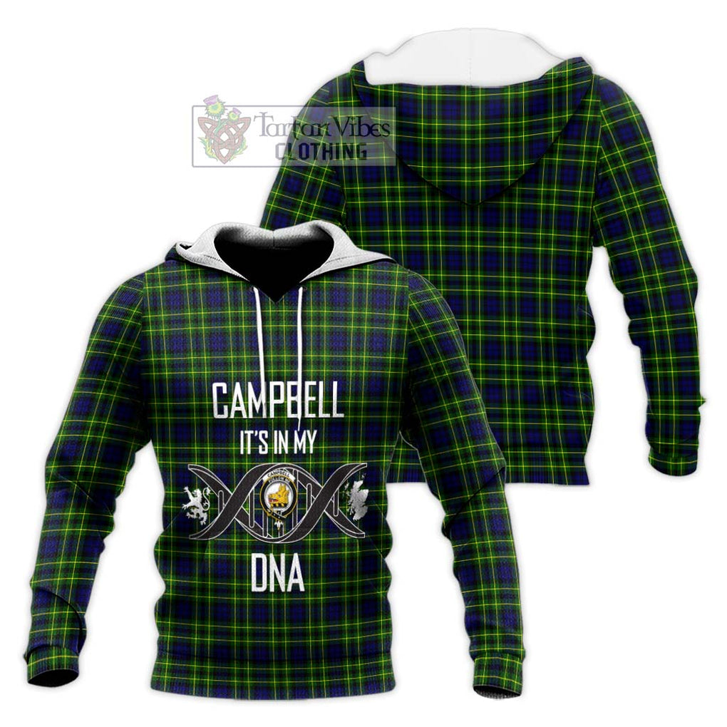 Campbell of Breadalbane Modern Tartan Knitted Hoodie with Family Crest DNA In Me Style Unisex Knitted Pullover Hoodie - Tartanvibesclothing Shop