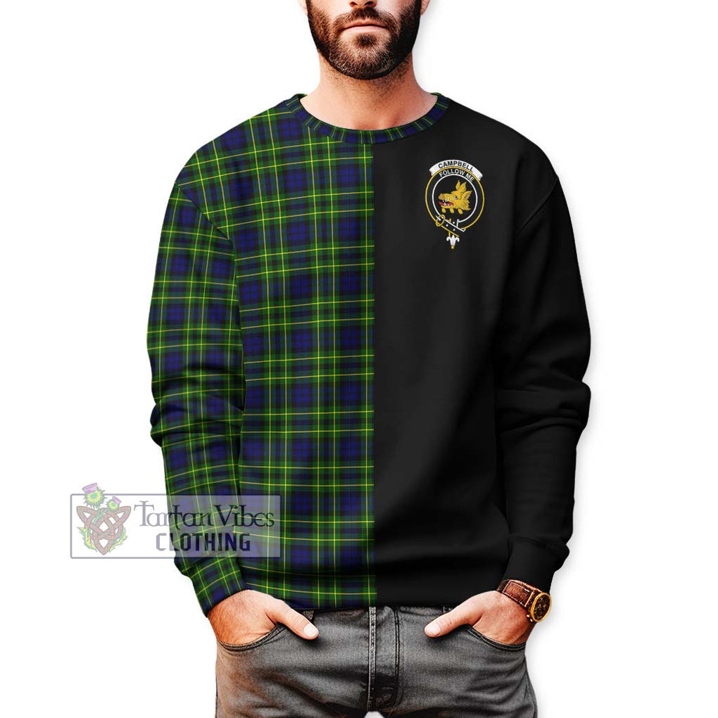 Campbell of Breadalbane Modern Tartan Sweatshirt with Family Crest and Half Of Me Style Unisex - Tartanvibesclothing Shop