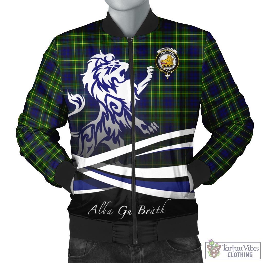 Tartan Vibes Clothing Campbell of Breadalbane Modern Tartan Bomber Jacket with Alba Gu Brath Regal Lion Emblem