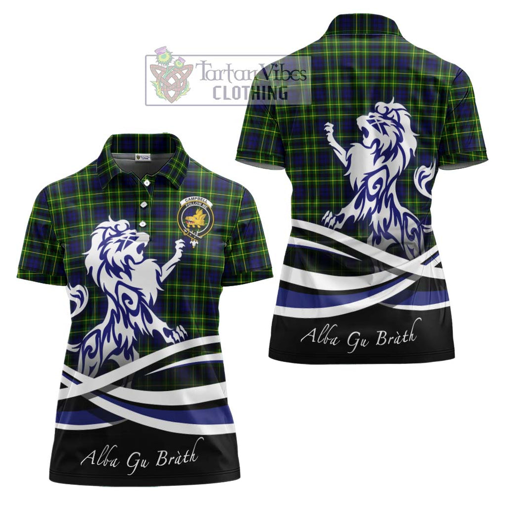 Campbell of Breadalbane Modern Tartan Women's Polo Shirt with Alba Gu Brath Regal Lion Emblem Women - Tartanvibesclothing Shop