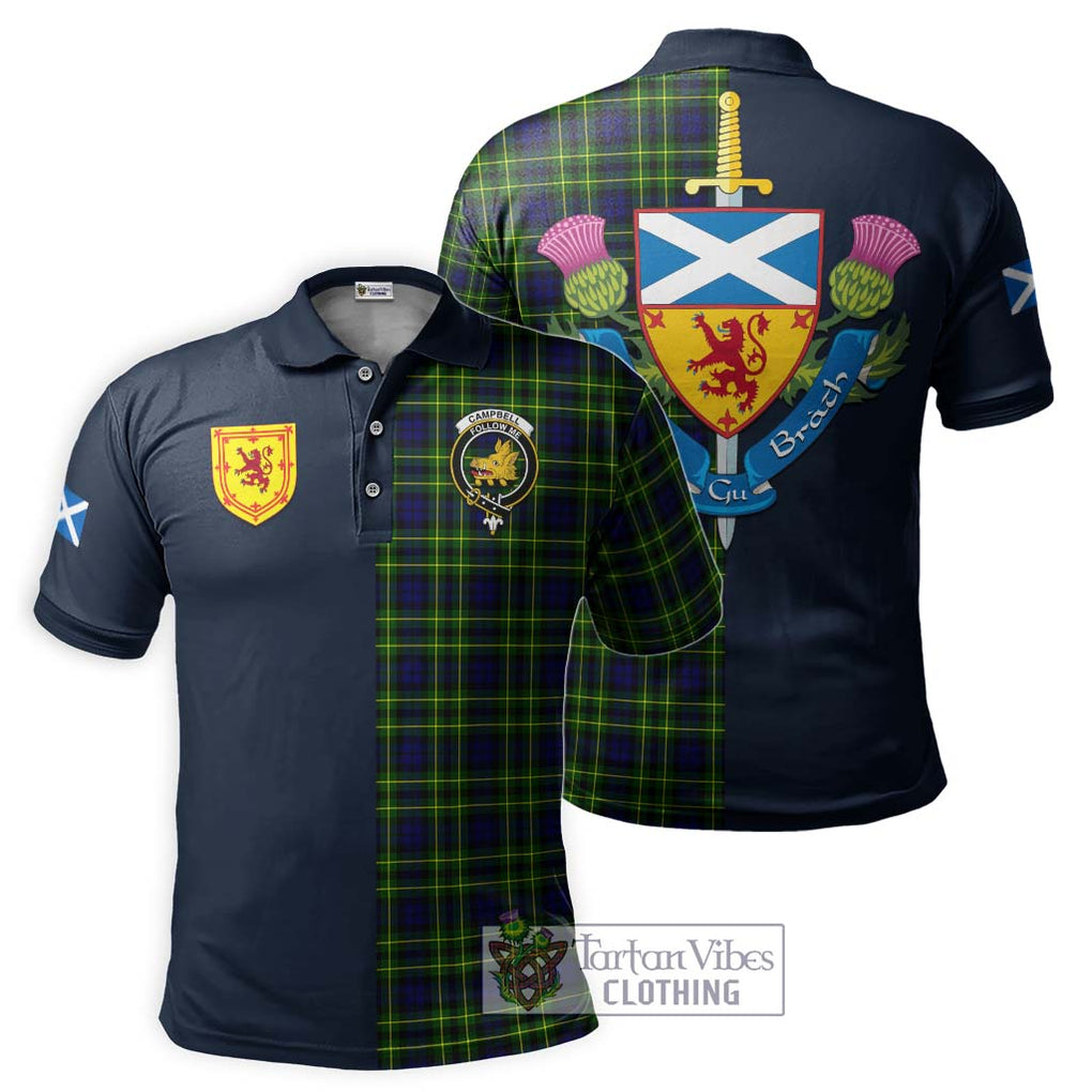 Tartan Vibes Clothing Campbell of Breadalbane Modern Tartan Polo Shirt with Scottish Lion Royal Arm Half Style