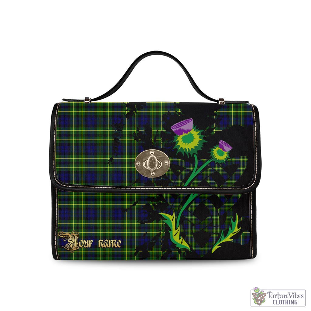 Tartan Vibes Clothing Campbell of Breadalbane Modern Tartan Waterproof Canvas Bag with Scotland Map and Thistle Celtic Accents