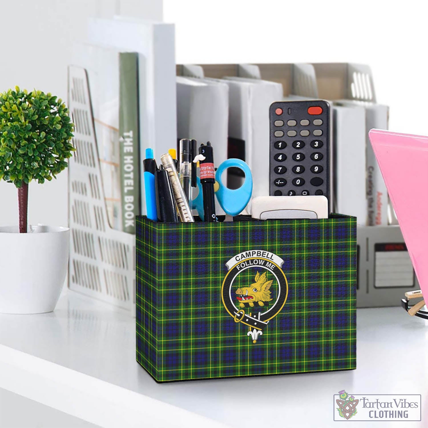 Tartan Vibes Clothing Campbell of Breadalbane Modern Tartan Pen Holder with Family Crest