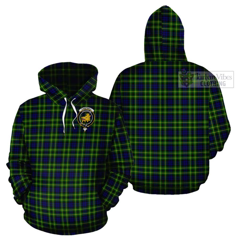 Campbell of Breadalbane Modern Tartan Cotton Hoodie with Family Crest Pullover Hoodie - Tartan Vibes Clothing