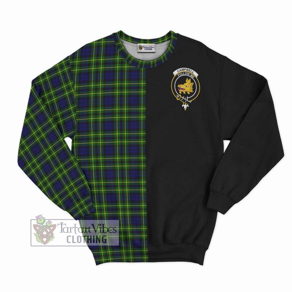 Campbell of Breadalbane Modern Tartan Sweatshirt with Family Crest and Half Of Me Style - Tartanvibesclothing Shop