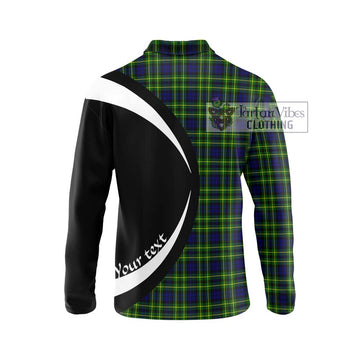 Campbell of Breadalbane Modern Tartan Long Sleeve Polo Shirt with Family Crest Circle Style