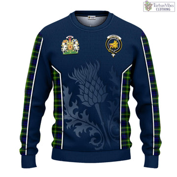 Campbell of Breadalbane Modern Tartan Knitted Sweatshirt with Family Crest and Scottish Thistle Vibes Sport Style