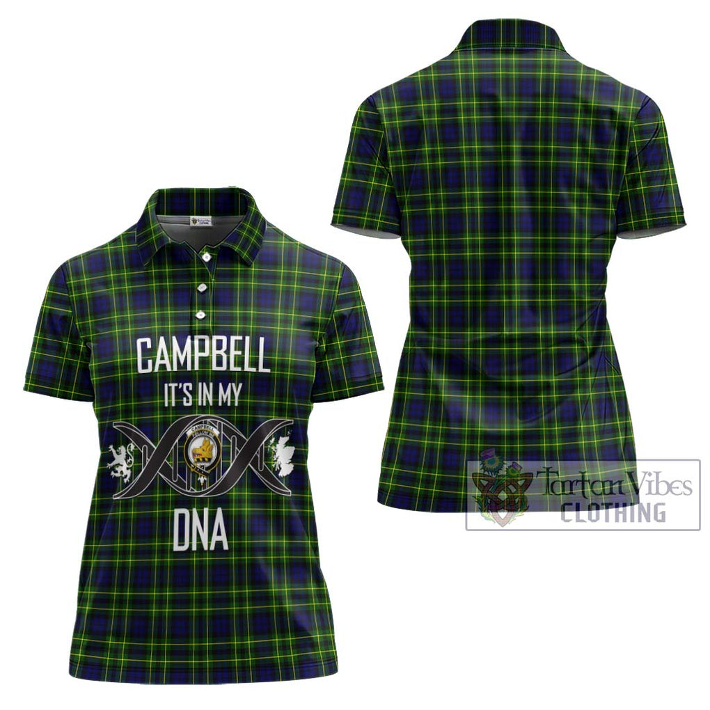 Campbell of Breadalbane Modern Tartan Women's Polo Shirt with Family Crest DNA In Me Style - Tartanvibesclothing Shop