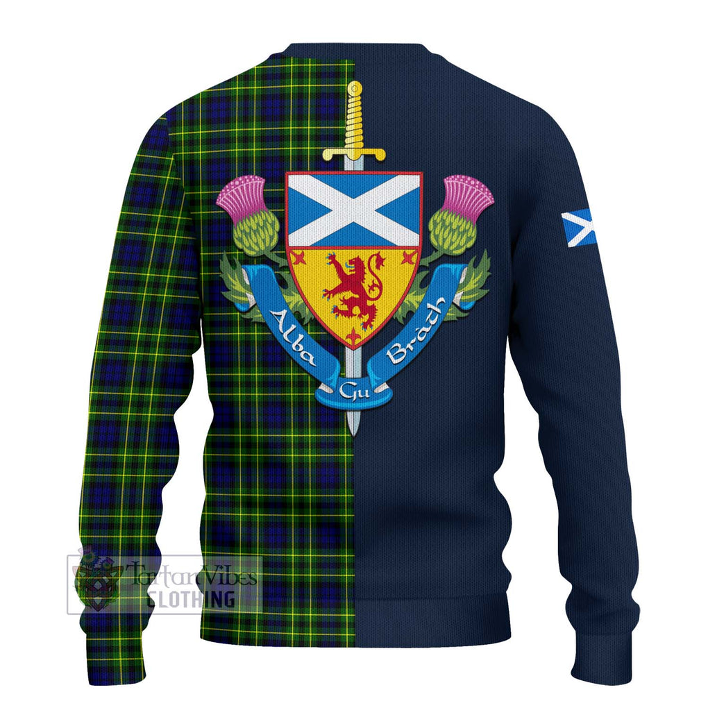 Tartan Vibes Clothing Campbell of Breadalbane Modern Tartan Knitted Sweater with Scottish Lion Royal Arm Half Style