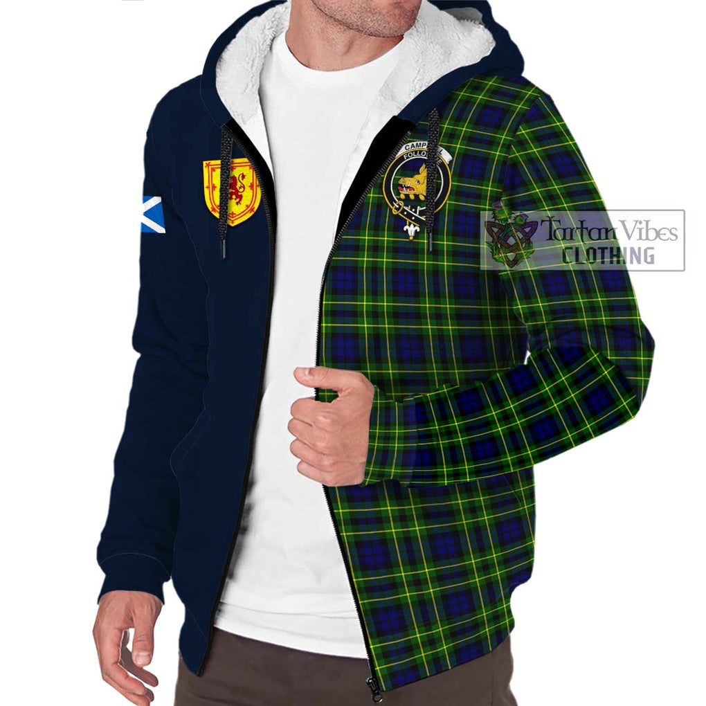 Tartan Vibes Clothing Campbell of Breadalbane Modern Tartan Sherpa Hoodie with Scottish Lion Royal Arm Half Style