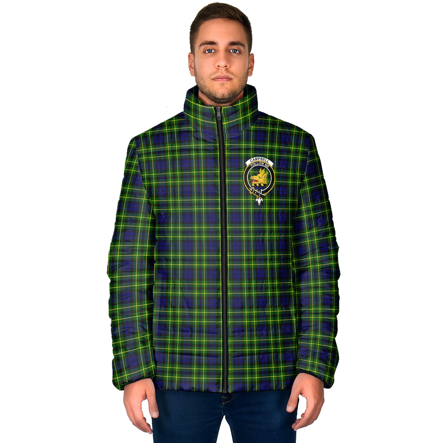 Campbell of Breadalbane Modern Tartan Padded Jacket with Family Crest - Tartan Vibes Clothing