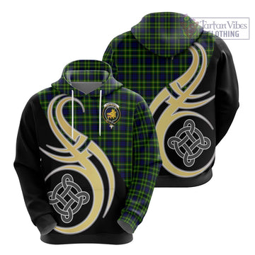 Campbell of Breadalbane Modern Tartan Hoodie with Family Crest and Celtic Symbol Style