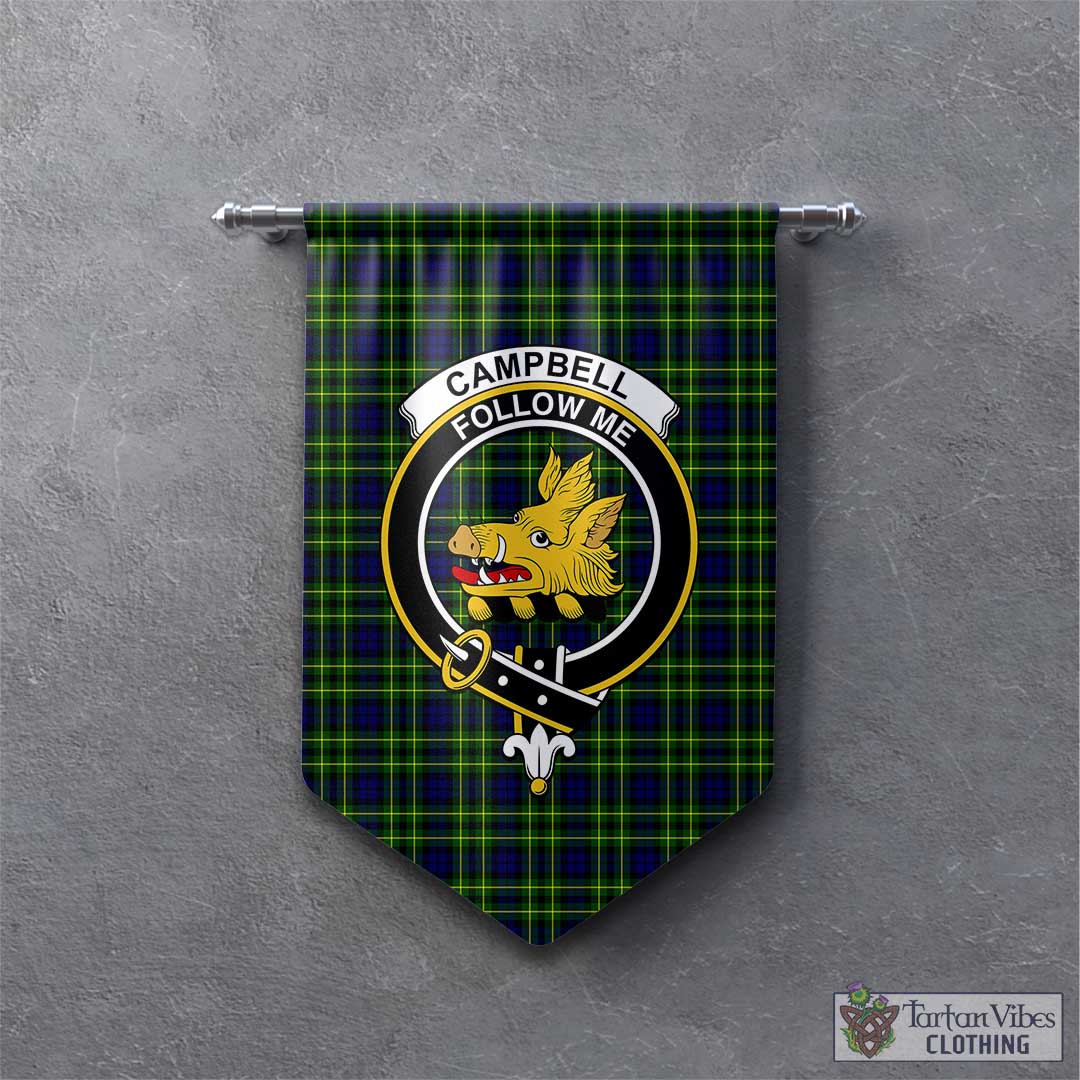 Tartan Vibes Clothing Campbell of Breadalbane Modern Tartan Gonfalon, Tartan Banner with Family Crest