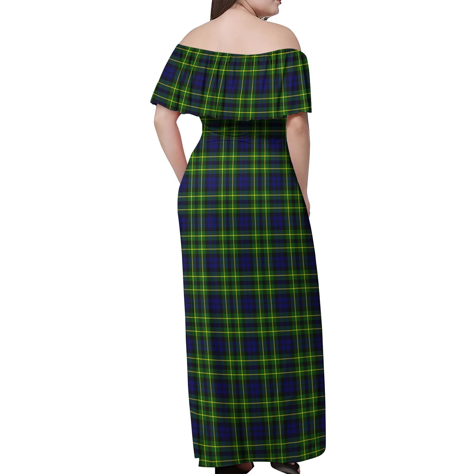 Campbell of Breadalbane Modern Tartan Off Shoulder Long Dress - Tartanvibesclothing