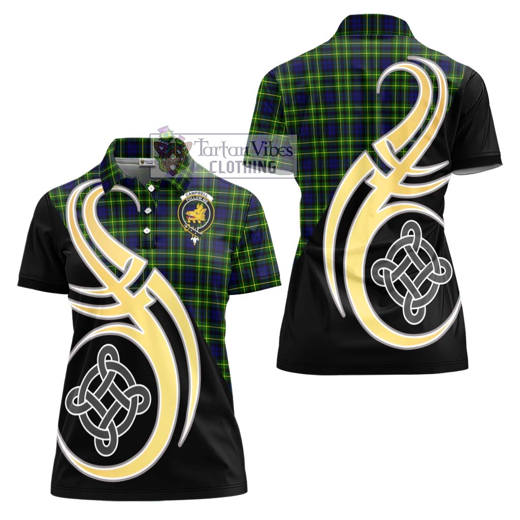 Campbell of Breadalbane Modern Tartan Women's Polo Shirt with Family Crest and Celtic Symbol Style - Tartan Vibes Clothing