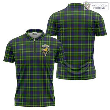 Campbell of Breadalbane Modern Tartan Zipper Polo Shirt with Family Crest