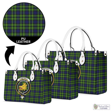 Campbell of Breadalbane Modern Tartan Luxury Leather Handbags with Family Crest