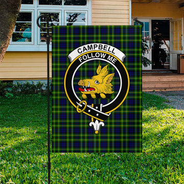 Campbell of Breadalbane Modern Tartan Flag with Family Crest