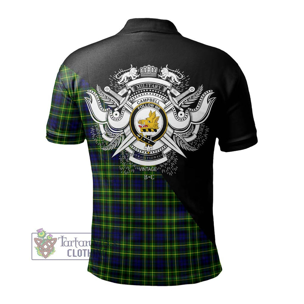 Campbell of Breadalbane Modern Tartan Polo Shirt with Family Crest and Military Logo Style - Tartanvibesclothing Shop