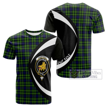 Campbell of Breadalbane Modern Tartan Cotton T-shirt with Family Crest Circle Style