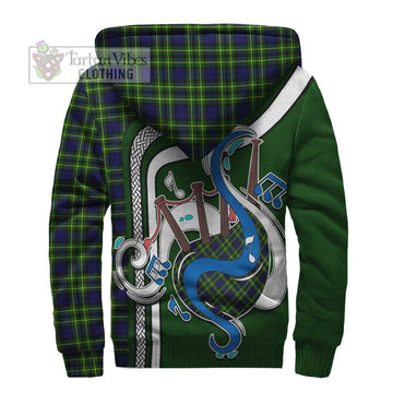 Campbell of Breadalbane Modern Tartan Sherpa Hoodie with Epic Bagpipe Style