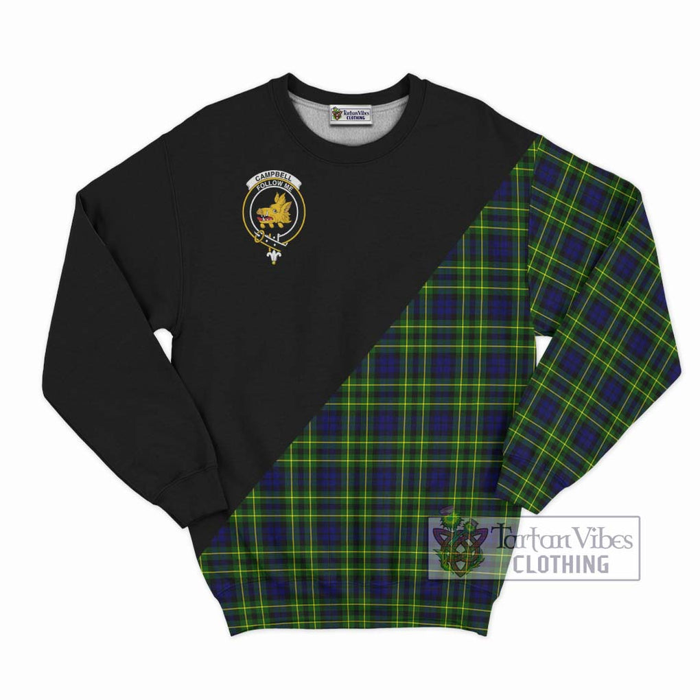 Campbell of Breadalbane Modern Tartan Sweatshirt with Family Crest and Military Logo Style - Tartanvibesclothing Shop