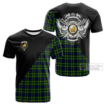 Campbell of Breadalbane Modern Tartan Cotton T-shirt with Family Crest and Military Logo Style