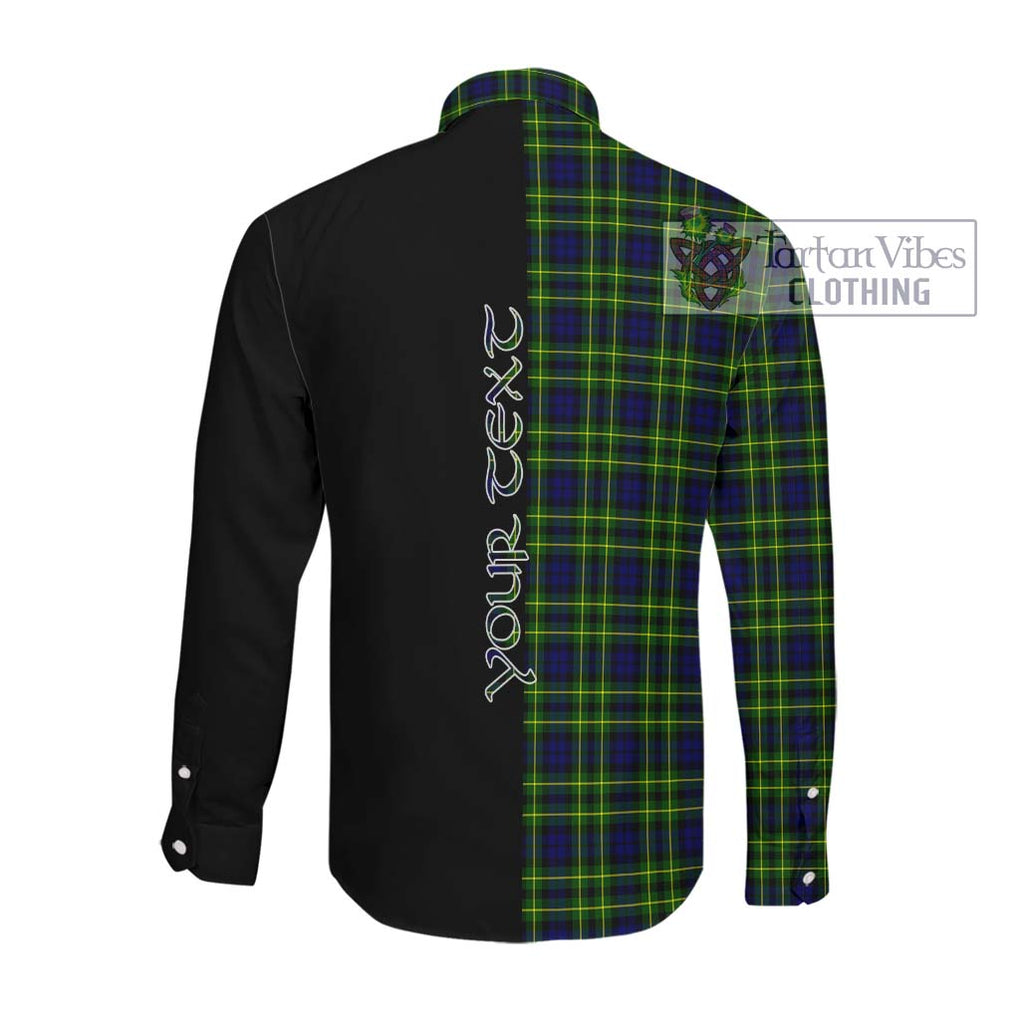 Campbell of Breadalbane Modern Tartan Long Sleeve Button Shirt with Family Crest and Half Of Me Style Men's Shirt - Tartanvibesclothing Shop