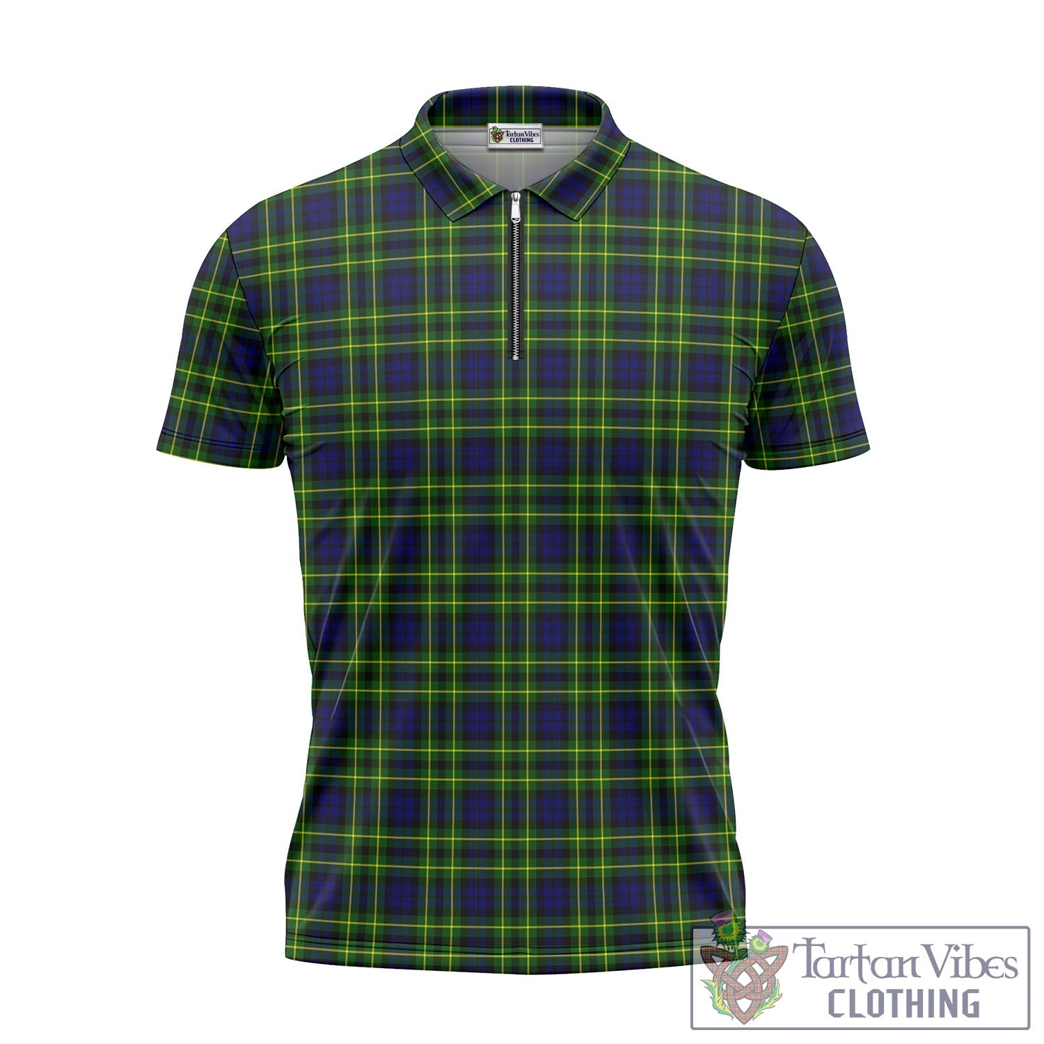 Tartan Vibes Clothing Campbell of Breadalbane Modern Tartan Zipper Polo Shirt