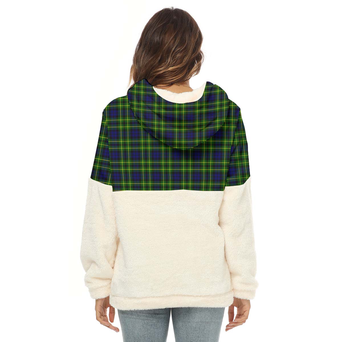 Campbell of Breadalbane Modern Tartan Women's Borg Fleece Hoodie With Half Zip - Tartan Vibes Clothing