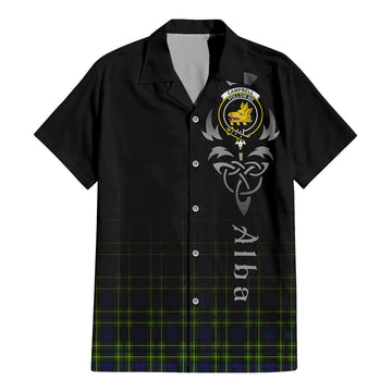 Campbell of Breadalbane Modern Tartan Short Sleeve Button Up Shirt Featuring Alba Gu Brath Family Crest Celtic Inspired