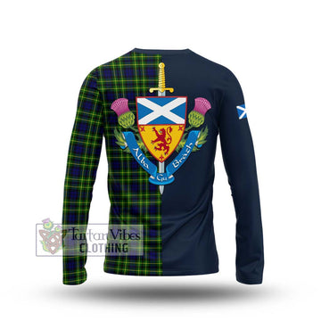 Campbell of Breadalbane Modern Tartan Long Sleeve T-Shirt Alba with Scottish Lion Royal Arm Half Style