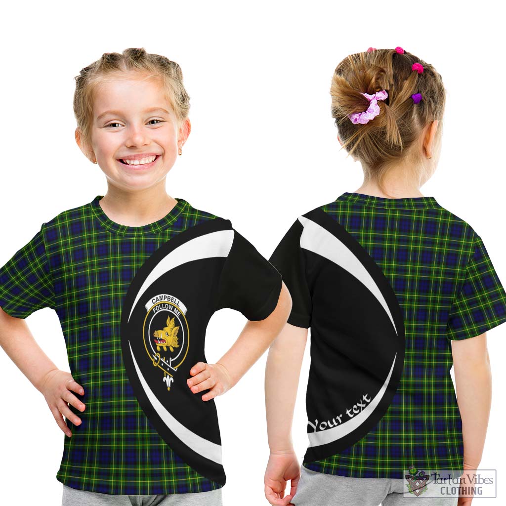 Campbell of Breadalbane Modern Tartan Kid T-Shirt with Family Crest Circle Style - Tartan Vibes Clothing