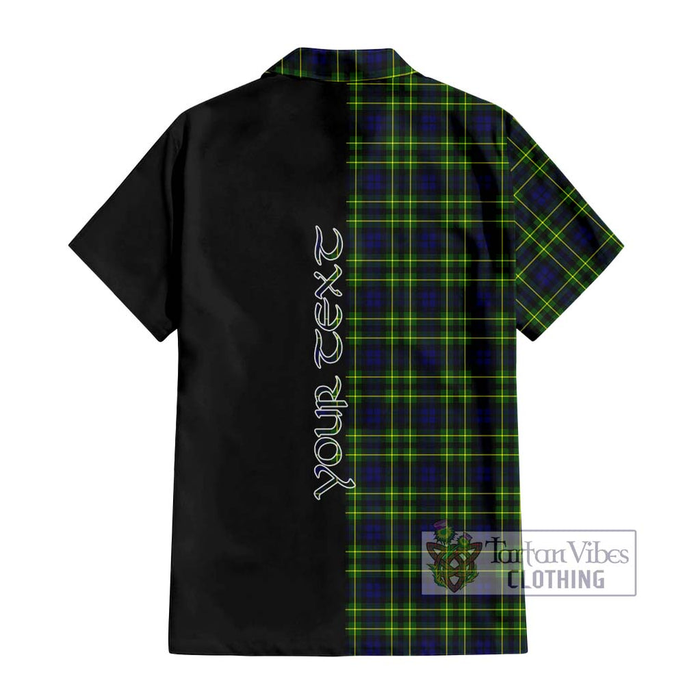 Campbell of Breadalbane Modern Tartan Short Sleeve Button Shirt with Family Crest and Half Of Me Style - Tartanvibesclothing Shop