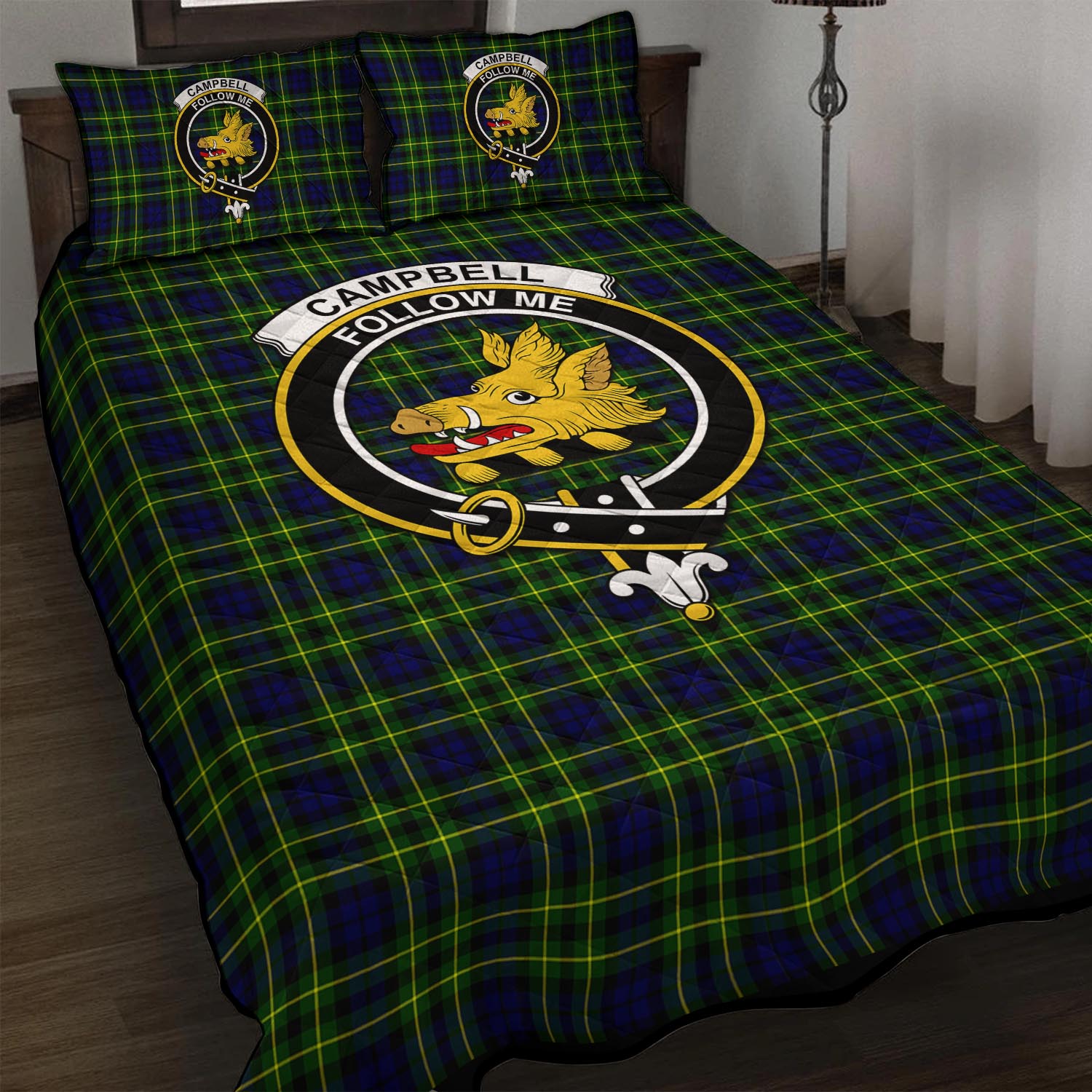 Campbell of Breadalbane Modern Tartan Quilt Bed Set with Family Crest - Tartan Vibes Clothing