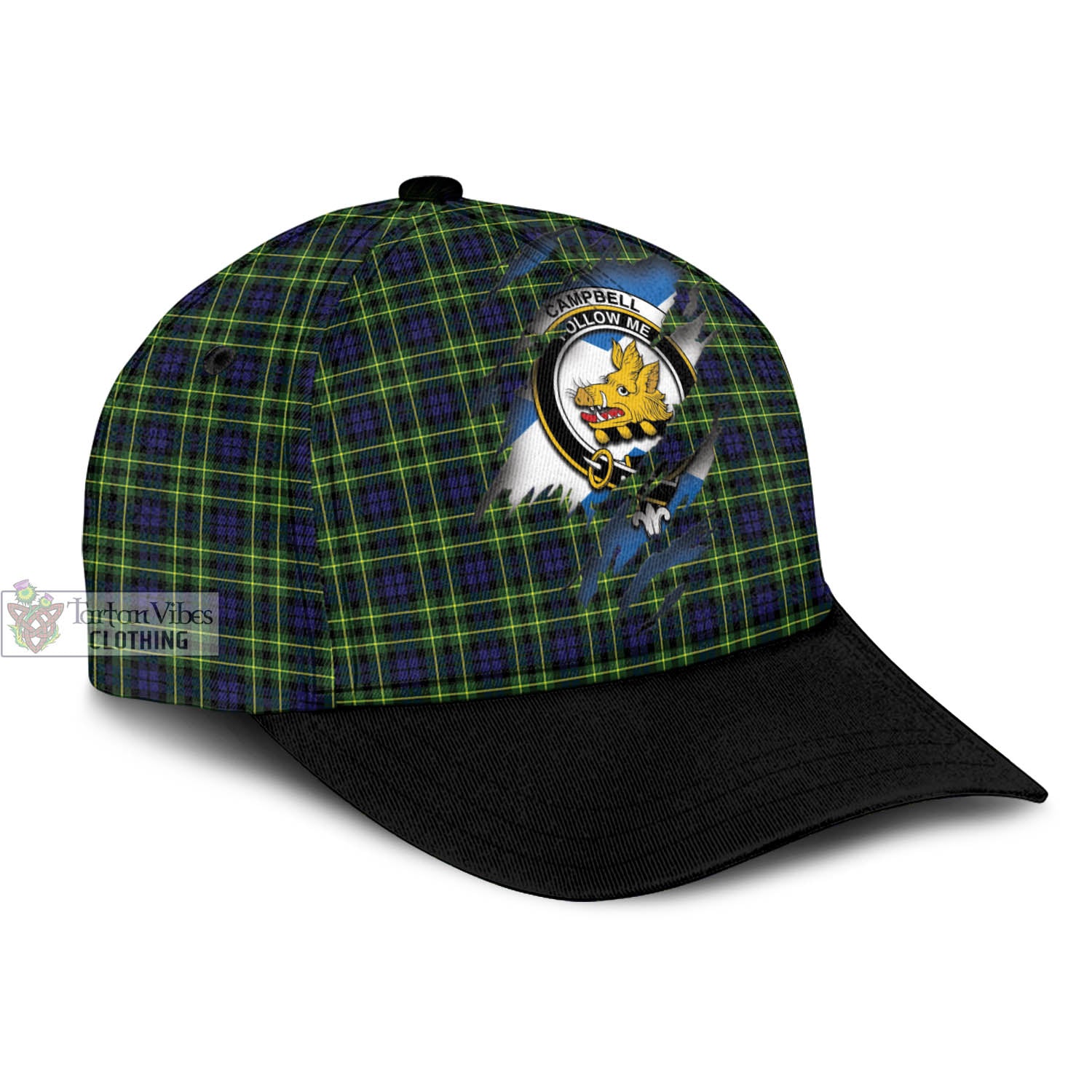 Tartan Vibes Clothing Campbell of Breadalbane Modern Tartan Classic Cap with Family Crest In Me Style