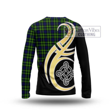 Campbell of Breadalbane Modern Tartan Long Sleeve T-Shirt with Family Crest and Celtic Symbol Style